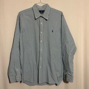 Ralph Lauren XL Classic Fit Green Purple Checkered Mens Long Sleeve Shirt